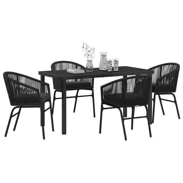 Grote foto vidaxl 5 delige tuinset zwart poly rattan tuin en terras tuinmeubelen