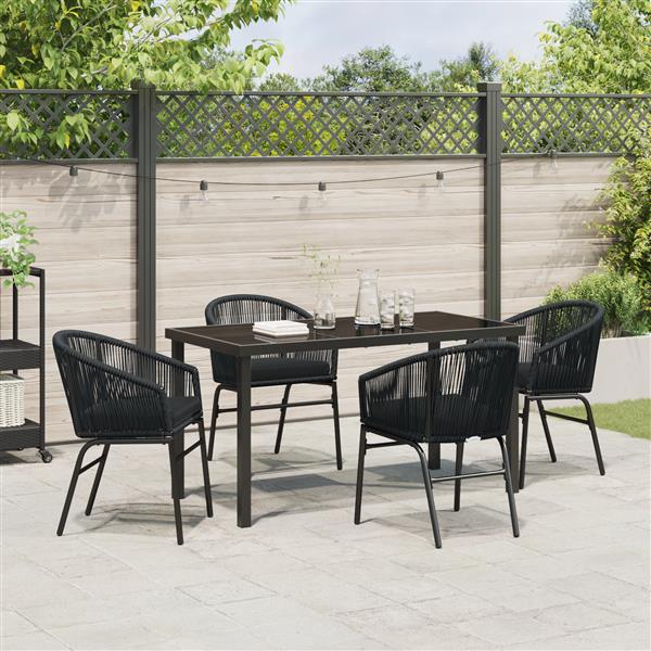 Grote foto vidaxl 5 delige tuinset zwart poly rattan tuin en terras tuinmeubelen