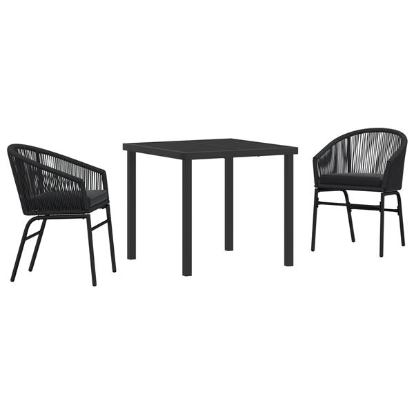 Grote foto vidaxl 3 delige tuin eettafel set zwart poly rattan tuin en terras tuinmeubelen