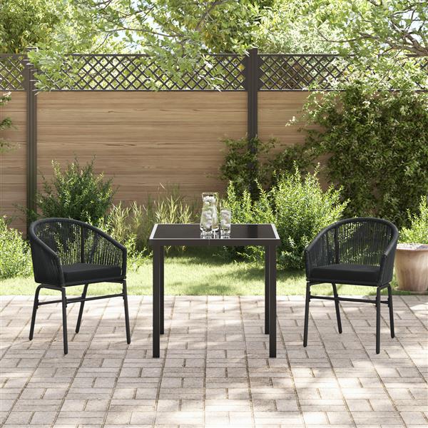 Grote foto vidaxl 3 delige tuin eettafel set zwart poly rattan tuin en terras tuinmeubelen