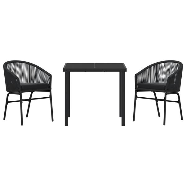 Grote foto vidaxl 3 delige tuin eettafel set zwart poly rattan tuin en terras tuinmeubelen