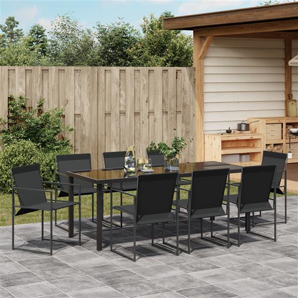 Grote foto vidaxl 9 delige tuinset zwart textilene en staal tuin en terras tuinmeubelen