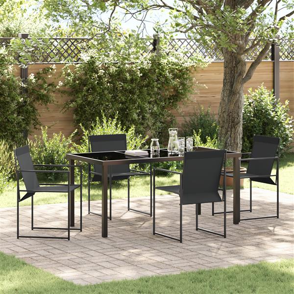 Grote foto vidaxl 5 delige tuinset zwart textileen en staal tuin en terras tuinmeubelen
