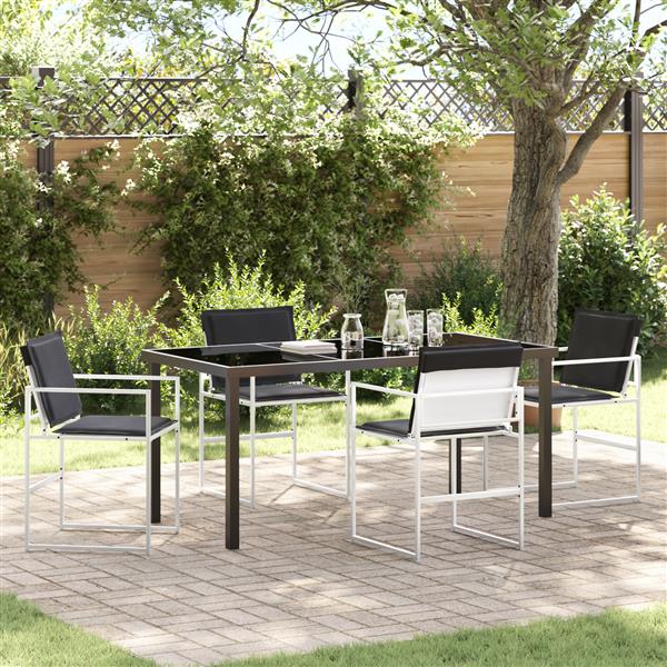 Grote foto vidaxl 5 delige tuinset met kussens van witte textileen en staal tuin en terras tuinmeubelen