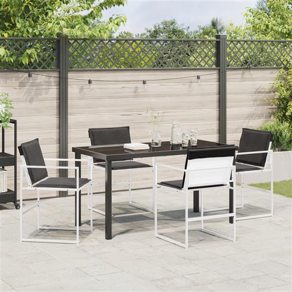 Grote foto vidaxl 5 delige tuinset met kussens wit textileen en staal tuin en terras tuinmeubelen
