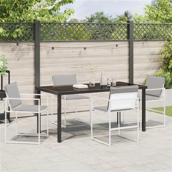 Grote foto vidaxl 5 delige eetset voor in de tuin met kussens van witte textileen en staal tuin en terras tuinmeubelen