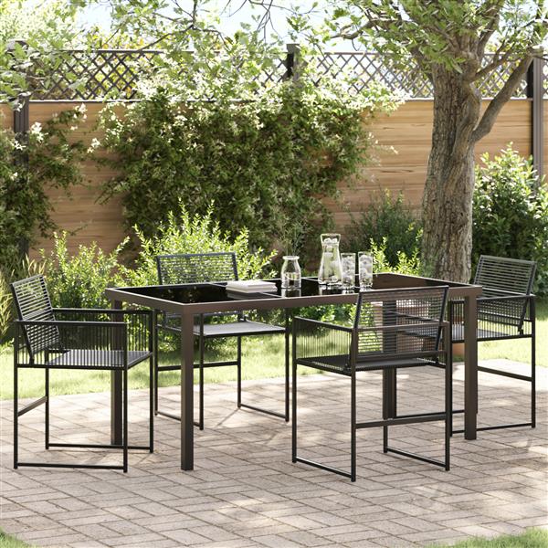 Grote foto vidaxl 5 delige tuin eettafelset zwarte poly rattan tuin en terras tuinmeubelen