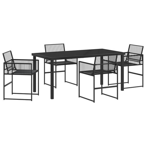 Grote foto vidaxl 5 delige tuin eettafelset zwarte poly rattan tuin en terras tuinmeubelen