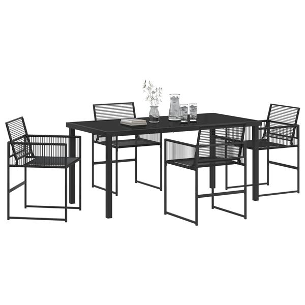 Grote foto vidaxl 5 delige tuin eettafelset zwarte poly rattan tuin en terras tuinmeubelen