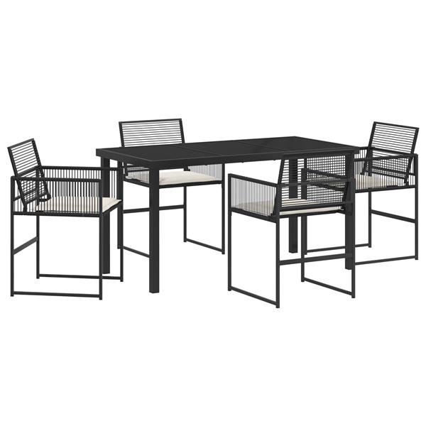 Grote foto vidaxl 5 delige tuin eetset met kussens zwart poly rattan tuin en terras tuinmeubelen