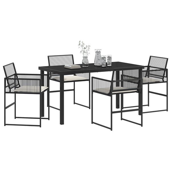 Grote foto vidaxl 5 delige tuin eetset met kussens zwart poly rattan tuin en terras tuinmeubelen
