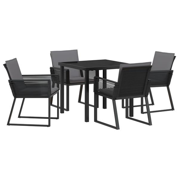 Grote foto vidaxl 5 delige tuin eetset met kussens zwart poly rattan tuin en terras tuinmeubelen