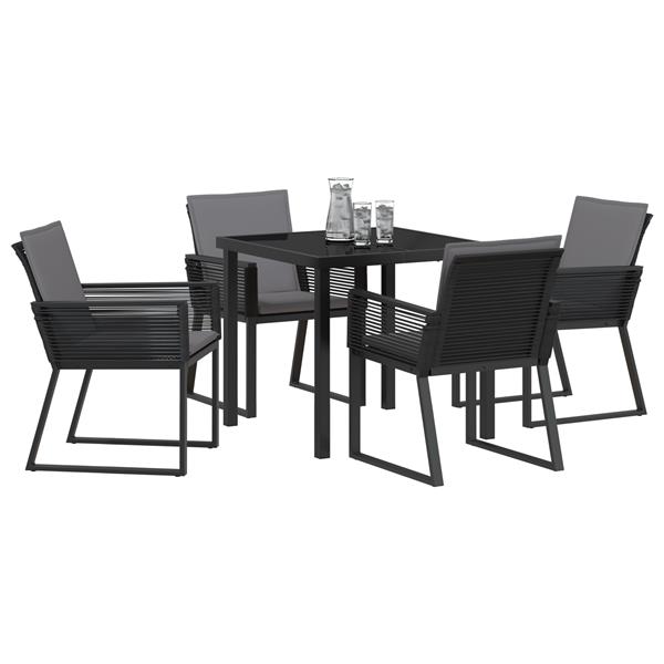 Grote foto vidaxl 5 delige tuin eetset met kussens zwart poly rattan tuin en terras tuinmeubelen