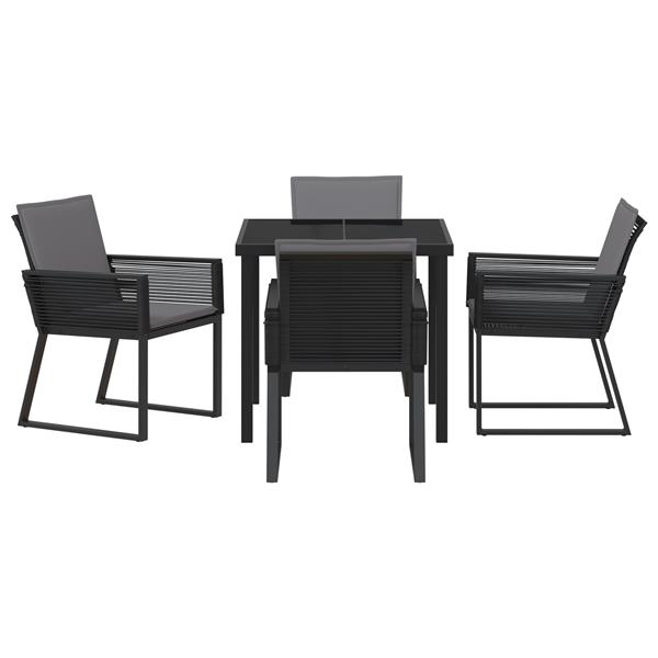 Grote foto vidaxl 5 delige tuin eetset met kussens zwart poly rattan tuin en terras tuinmeubelen