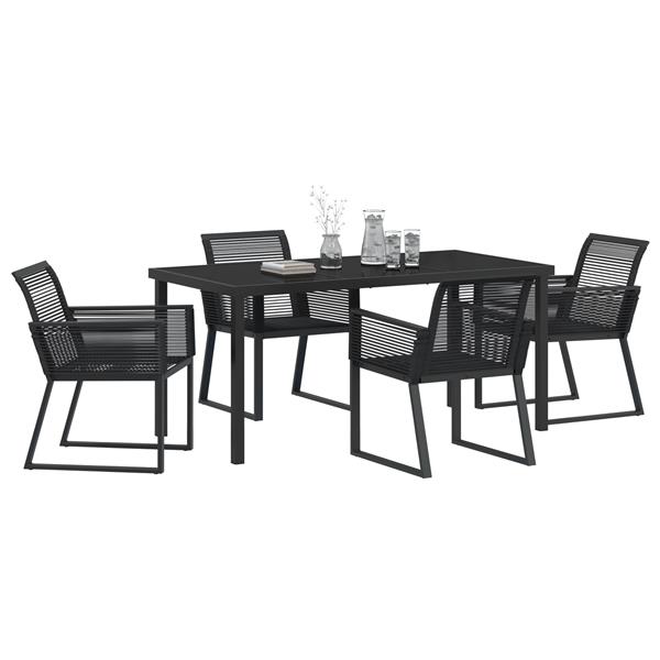 Grote foto vidaxl 5 delige tuin eetset zwart poly rattan tuin en terras tuinmeubelen