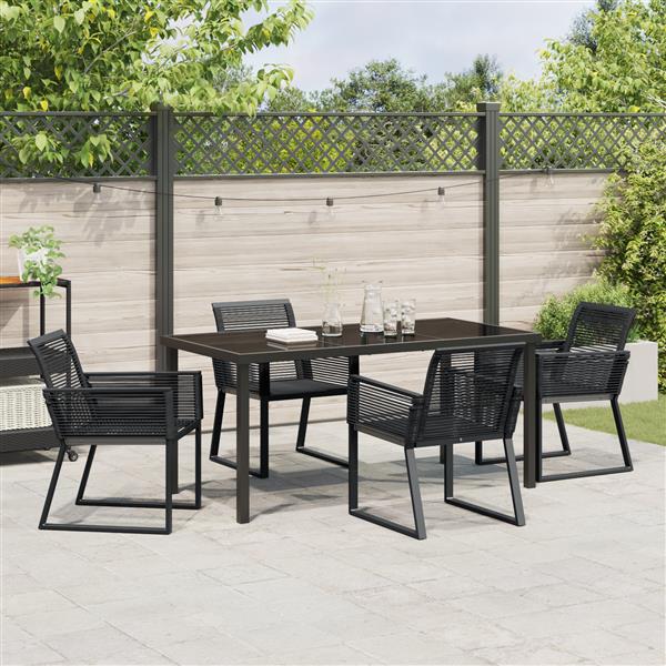 Grote foto vidaxl 5 delige tuin eetset zwart poly rattan tuin en terras tuinmeubelen