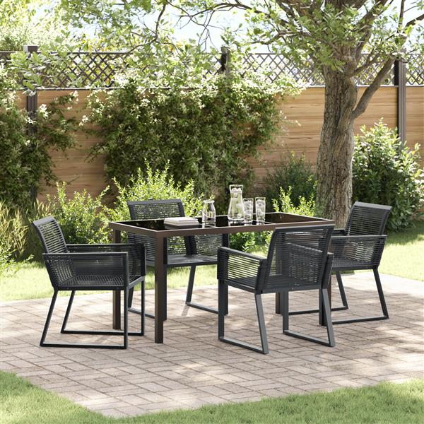 Grote foto vidaxl 5 delige tuinset met zwarte poly rattan tuin en terras tuinmeubelen