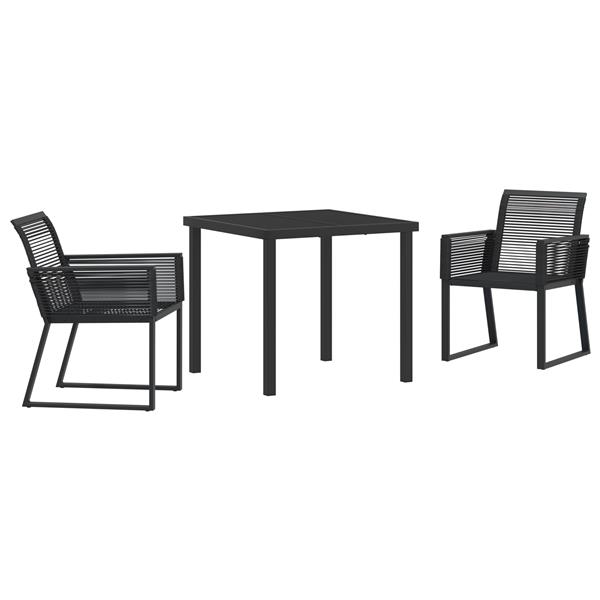 Grote foto vidaxl 3 delige tuin eettafelset zwart van poly rattan tuin en terras tuinmeubelen