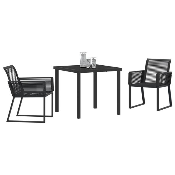 Grote foto vidaxl 3 delige tuin eettafelset zwart van poly rattan tuin en terras tuinmeubelen