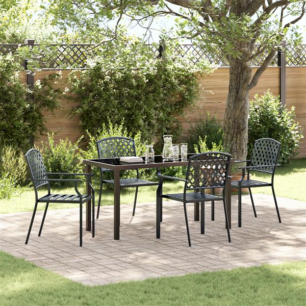 Grote foto vidaxl 5 delige tuin eetset in antraciet staal tuin en terras tuinmeubelen
