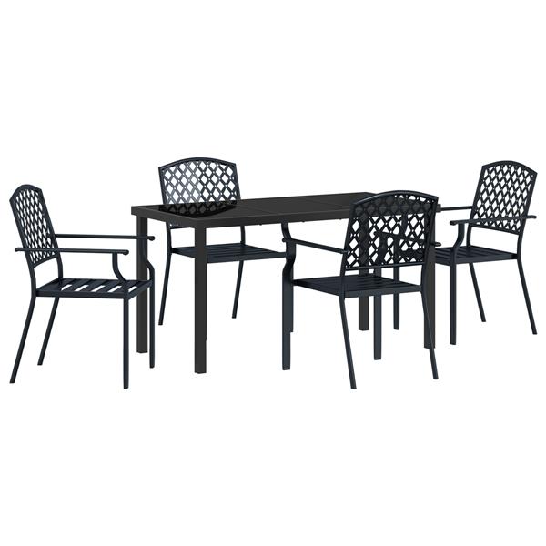 Grote foto vidaxl 5 delige tuin eetset in antraciet staal tuin en terras tuinmeubelen