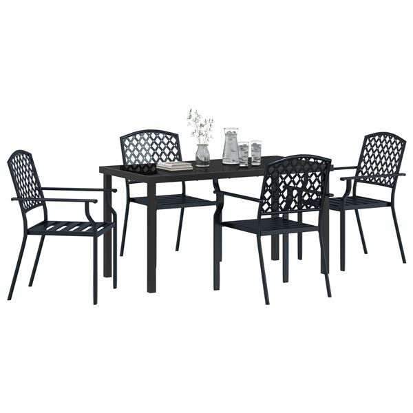 Grote foto vidaxl 5 delige tuin eetset in antraciet staal tuin en terras tuinmeubelen
