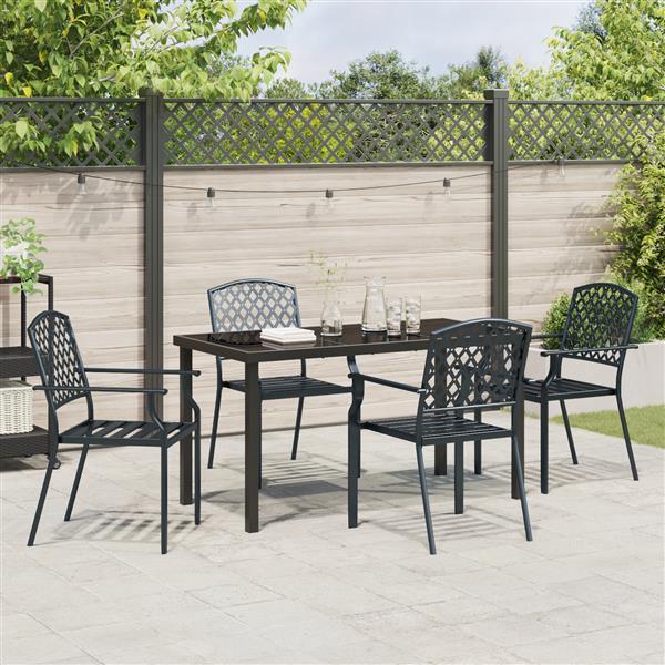 Grote foto vidaxl 5 delige tuin eetset in antraciet staal tuin en terras tuinmeubelen