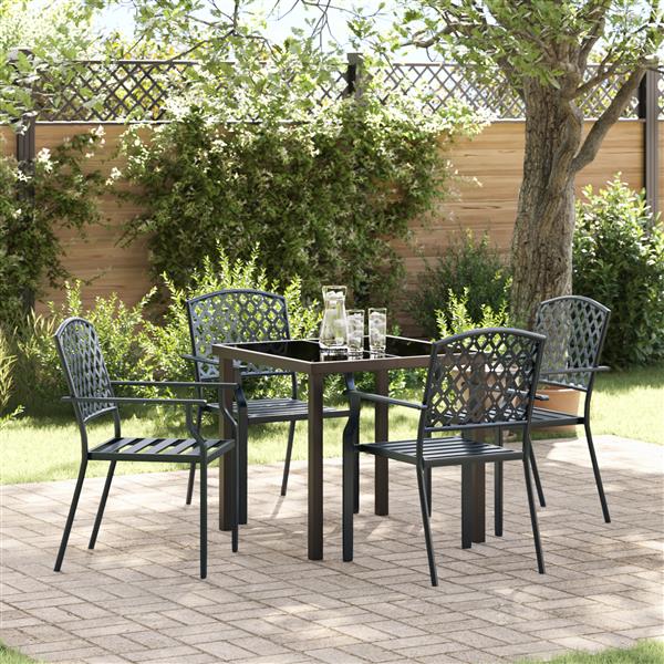 Grote foto vidaxl 5 delige tuin eetset antraciet staal tuin en terras tuinmeubelen
