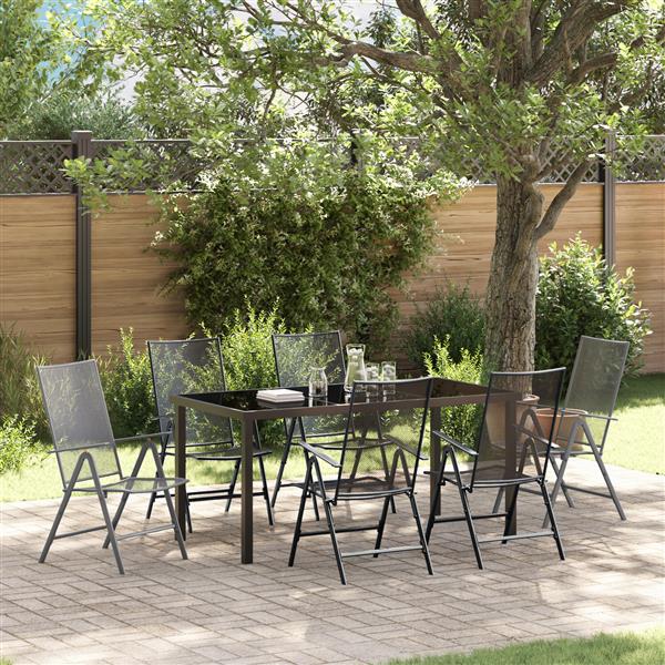 Grote foto vidaxl tuin eetset van 7 delen in anthraciet staal tuin en terras tuinmeubelen