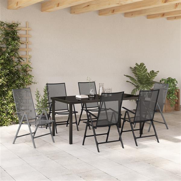 Grote foto vidaxl tuin eetset van 7 delen in anthraciet staal tuin en terras tuinmeubelen