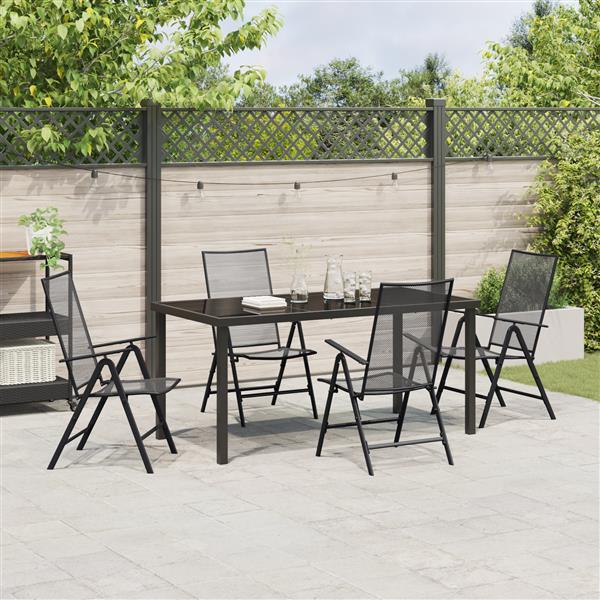 Grote foto vidaxl 5 delige tuin eettafelset in anthraciet staal tuin en terras tuinmeubelen
