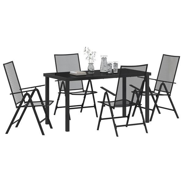 Grote foto vidaxl 5 delige tuin eetset in anthraciet staal tuin en terras tuinmeubelen