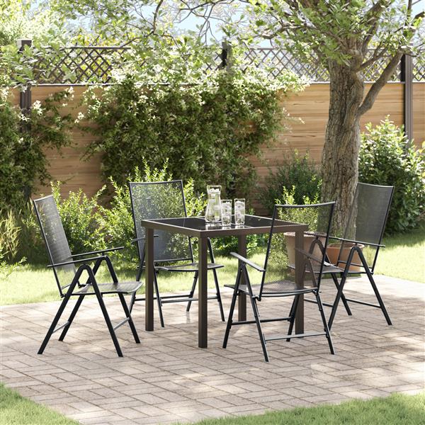 Grote foto vidaxl 5 delige tuin eetset in antraciet staal tuin en terras tuinmeubelen