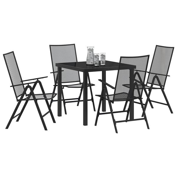 Grote foto vidaxl 5 delige tuin eetset in antraciet staal tuin en terras tuinmeubelen