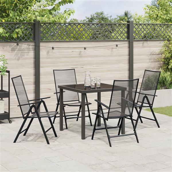 Grote foto vidaxl 5 delige tuin eetset in antraciet staal tuin en terras tuinmeubelen