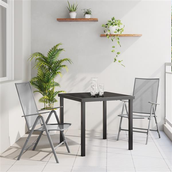 Grote foto vidaxl 3 delige tuin eettafelset antraciet staal tuin en terras tuinmeubelen