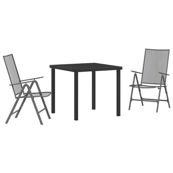 Grote foto vidaxl 3 delige tuin eettafelset antraciet staal tuin en terras tuinmeubelen