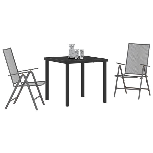 Grote foto vidaxl 3 delige tuin eettafelset antraciet staal tuin en terras tuinmeubelen