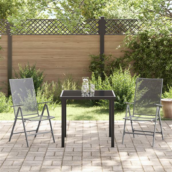 Grote foto vidaxl 3 delige tuin eettafelset antraciet staal tuin en terras tuinmeubelen