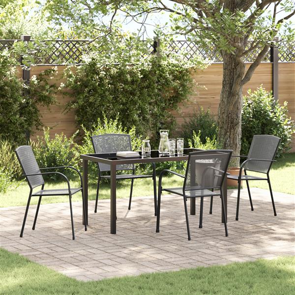 Grote foto vidaxl 5 delige tuinset met eettafel in anthraciet staal tuin en terras tuinmeubelen