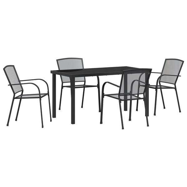 Grote foto vidaxl 5 delige tuinset met eettafel in anthraciet staal tuin en terras tuinmeubelen