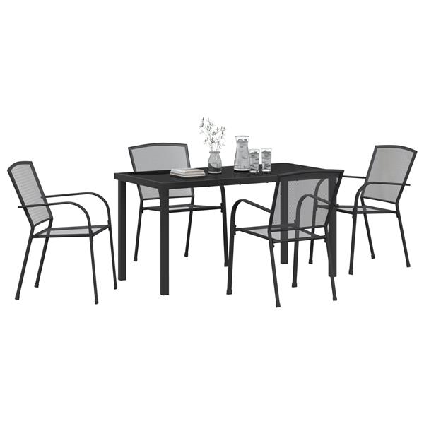 Grote foto vidaxl 5 delige tuinset met eettafel in anthraciet staal tuin en terras tuinmeubelen