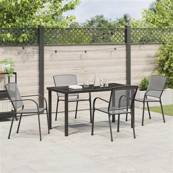 Grote foto vidaxl 5 delige tuinset met eettafel in anthraciet staal tuin en terras tuinmeubelen