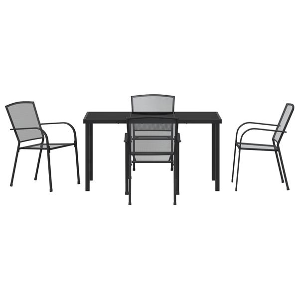 Grote foto vidaxl 5 delige tuinset met eettafel in anthraciet staal tuin en terras tuinmeubelen
