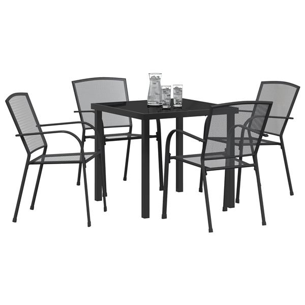 Grote foto vidaxl 5 delige tuinset antraciet staal tuin en terras tuinmeubelen