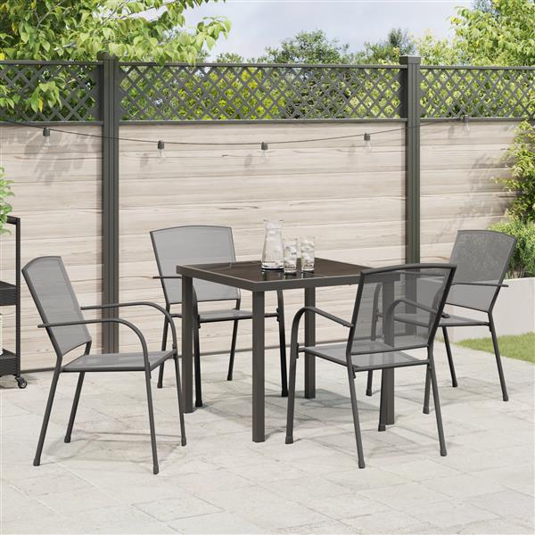 Grote foto vidaxl 5 delige tuinset antraciet staal tuin en terras tuinmeubelen