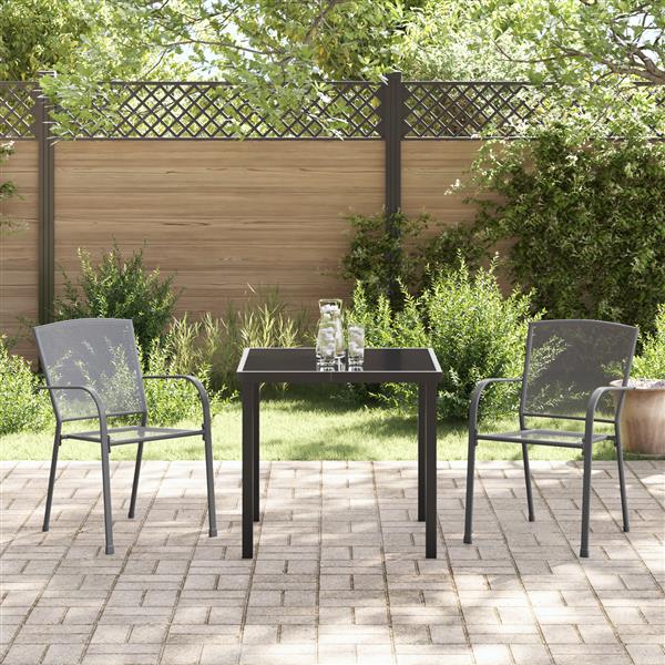 Grote foto vidaxl 3 delige tuin eettafelset in anthraciet staal tuin en terras tuinmeubelen