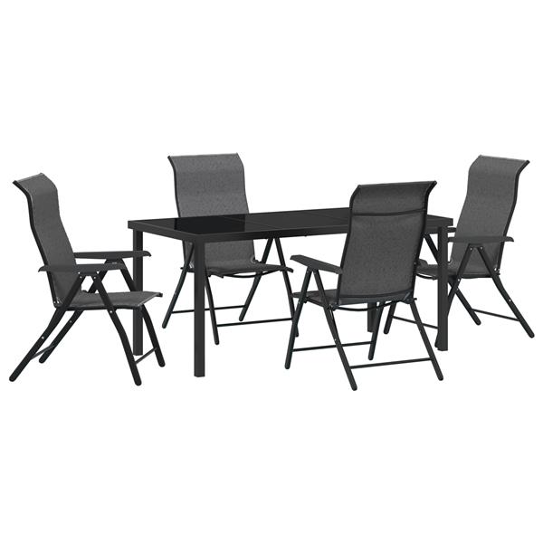 Grote foto vidaxl 5 delige tuin eetset grijs poly rattan tuin en terras tuinmeubelen