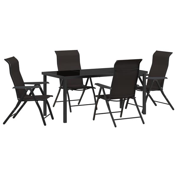 Grote foto vidaxl 5 delige eetset voor in de tuin zwart poly rattan tuin en terras tuinmeubelen