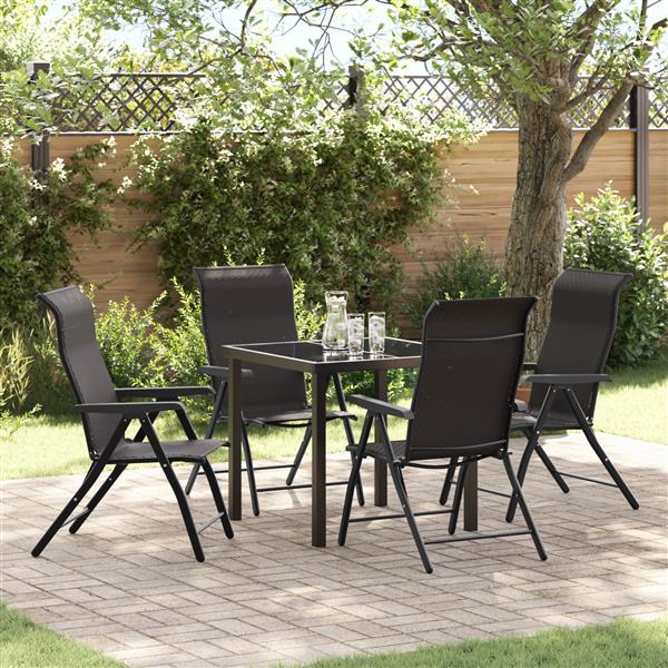Grote foto vidaxl 5 delige tuinset met eettafel in zwart poly rattan tuin en terras tuinmeubelen
